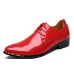 Red Patent Glossy Lace Up Oxfords Business Dress Shoes Flats